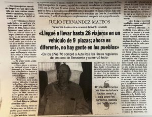 Autocares Julio Fernández - Articulo de prensa sobre Julio Fernández Mateos